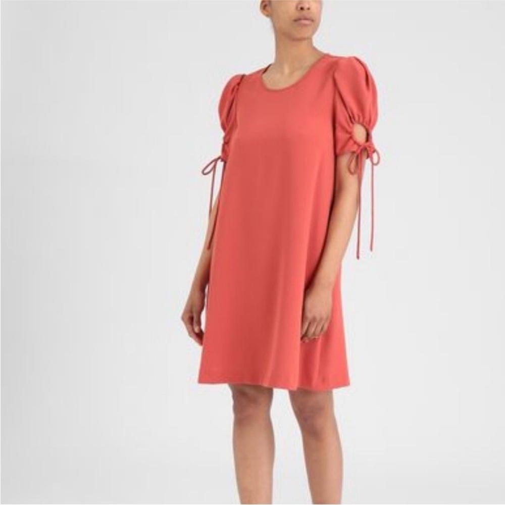 See By Chloé Coral Puff-Sleeve Mini Dress